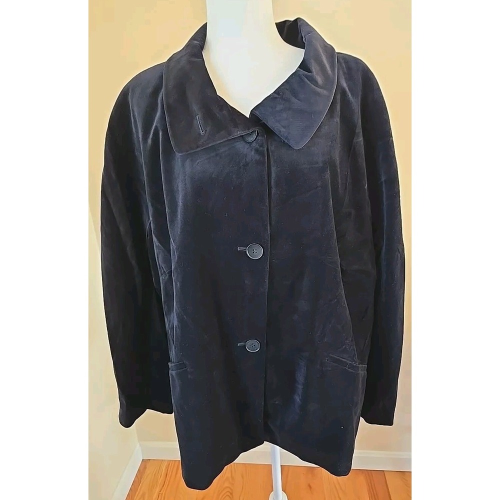 Talbots Plus Size Woman Cotton Velvet Collared Jacket Blazer 22W Deep Blue NWT